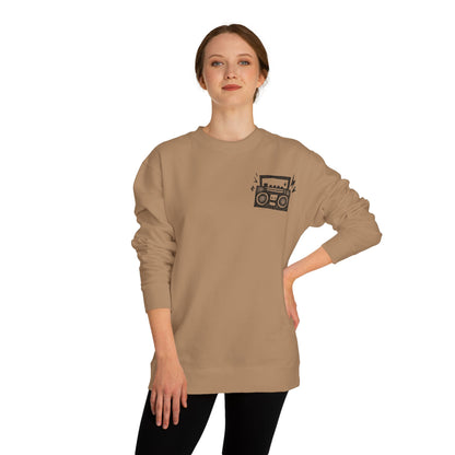 Retro Boombox Sweatshirt - Music Lover Apparel, Gift for Him,  Crew Neck, Casual Wear, Cozy Fashion