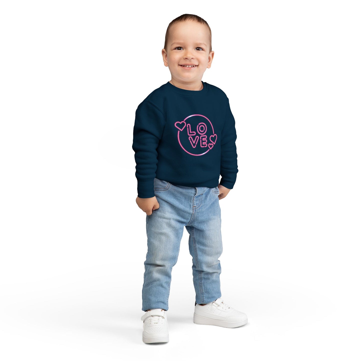 Toddler Love Sweatshirt, Cute Children's Sweatshirt, Kids  Gift, Cozy Toddler Apparel, Heart Design Sweatshirt
