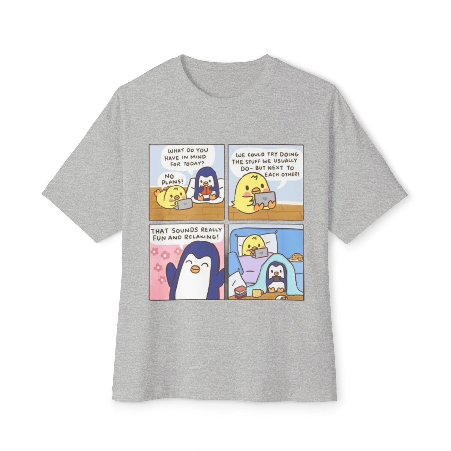 Cute Penguin Graphic Tee, Funny Animal Oversized T-Shirt, Cartoon Lovers Gift, Casual Summer Wear, Cozy Lounge Top