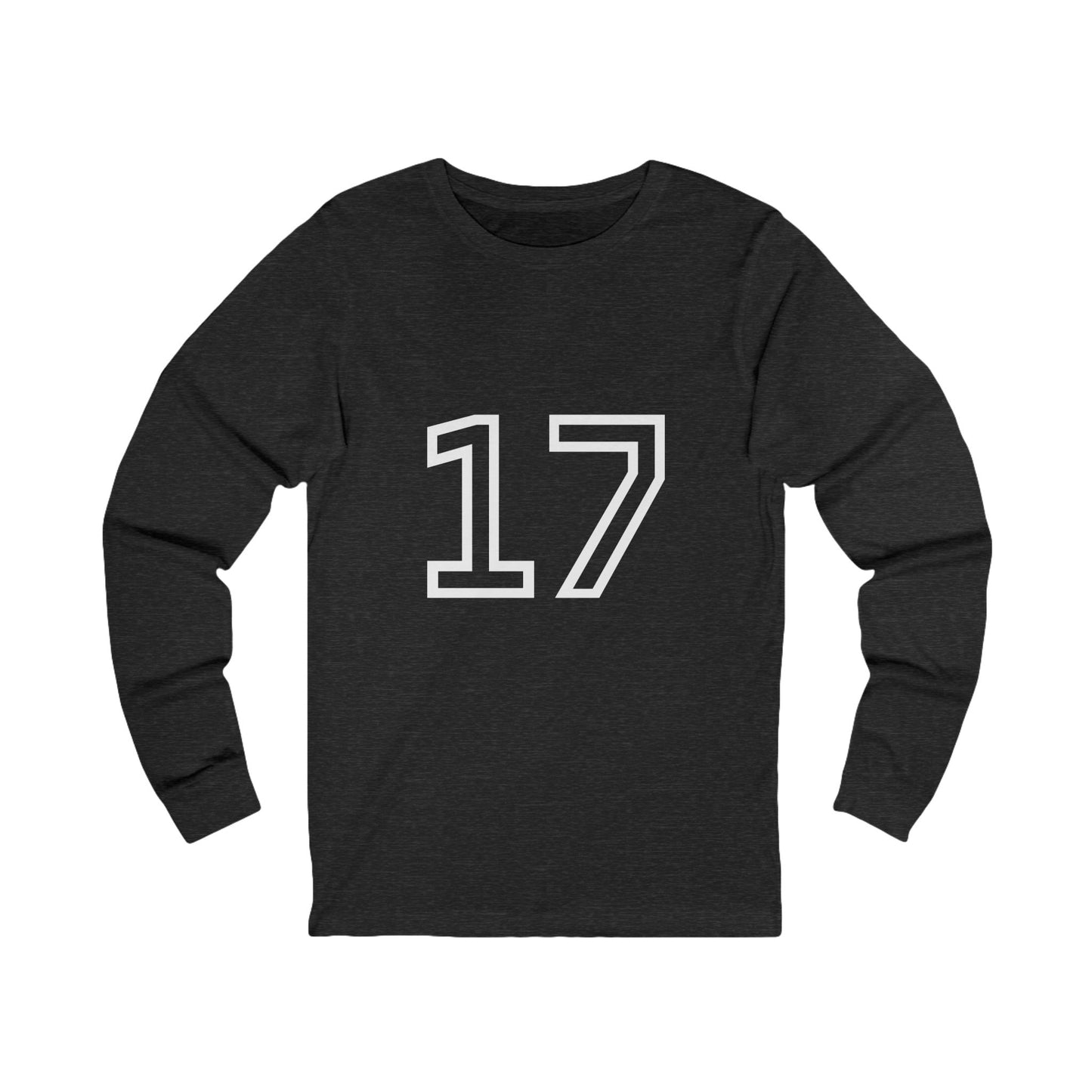 Minimalist  Long Sleeve Tee with Number 17, Casual Wear, Sports Life, Personalized Gift, Everyday Comfort, Fashion Statement