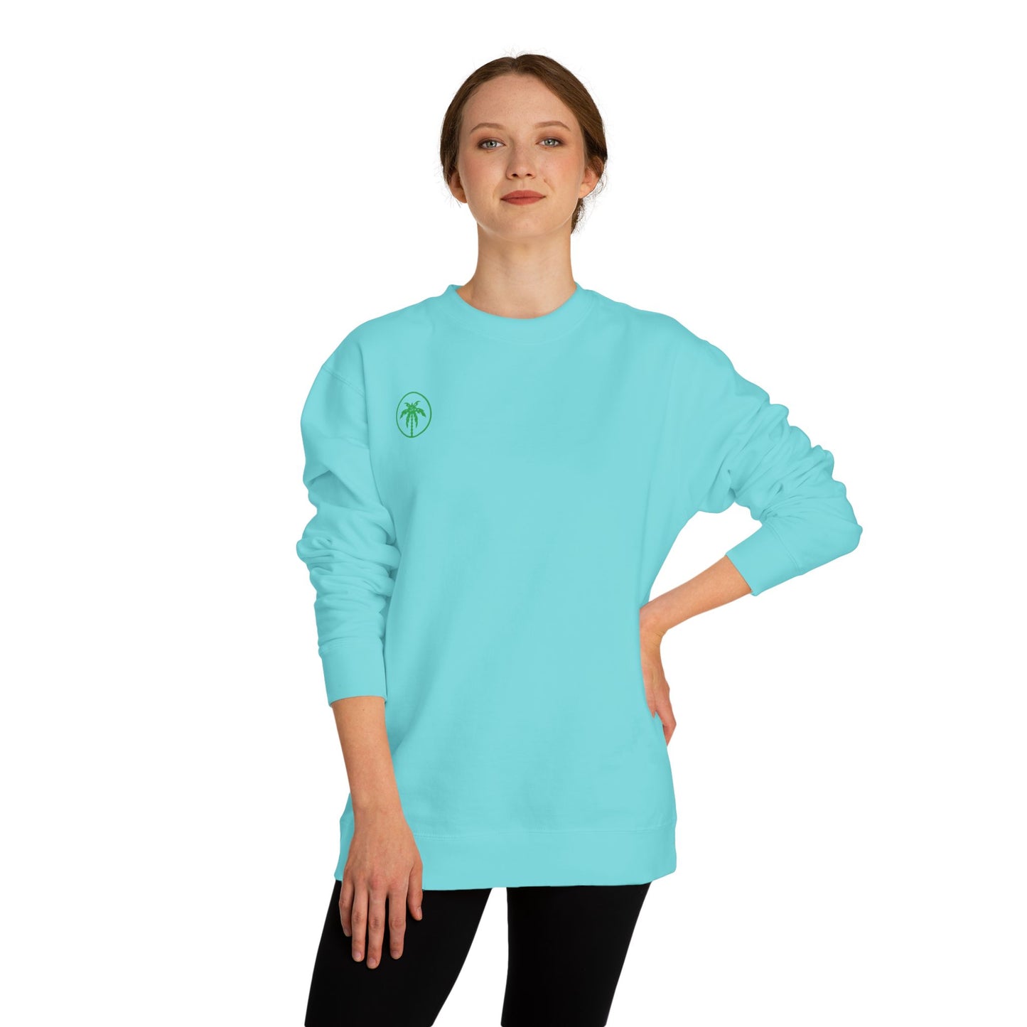 Palm Tree Crew Neck Sweatshirt, Casual Wear, Beach Vibes Apparel, Everyday Comfort, Gift for Him or Her