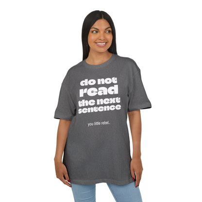 Do Not Read the Next Sentence,  Heavy Oversize Tee - Fun Graphic Shirt, Ideal for Casual Wear, Gifts, and Rebel Statements