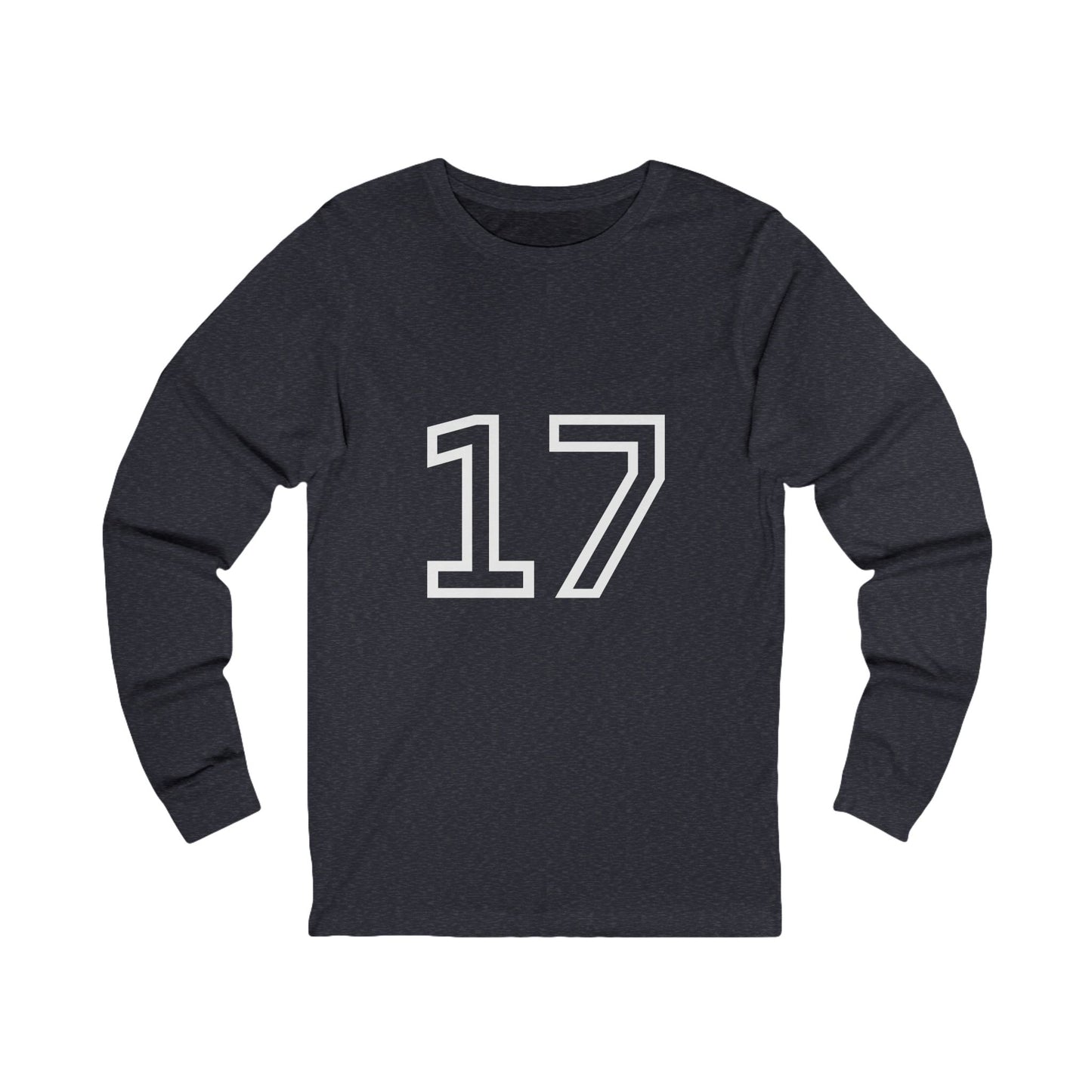 Minimalist  Long Sleeve Tee with Number 17, Casual Wear, Sports Life, Personalized Gift, Everyday Comfort, Fashion Statement