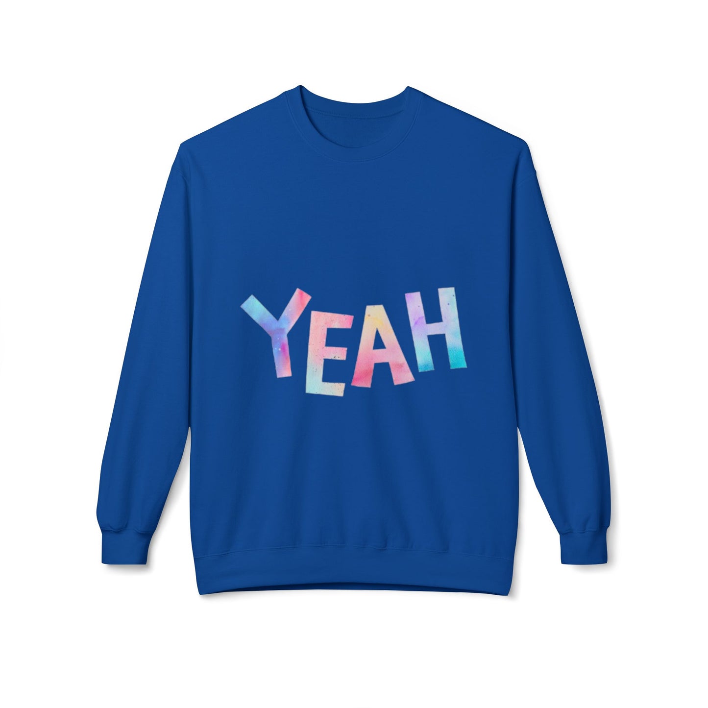Colorful 'YEAH' Crewneck Sweatshirt,  Sweatshirt, Inspirational Gift, Cozy Fleece, Casual Wear, Everyday Comfort