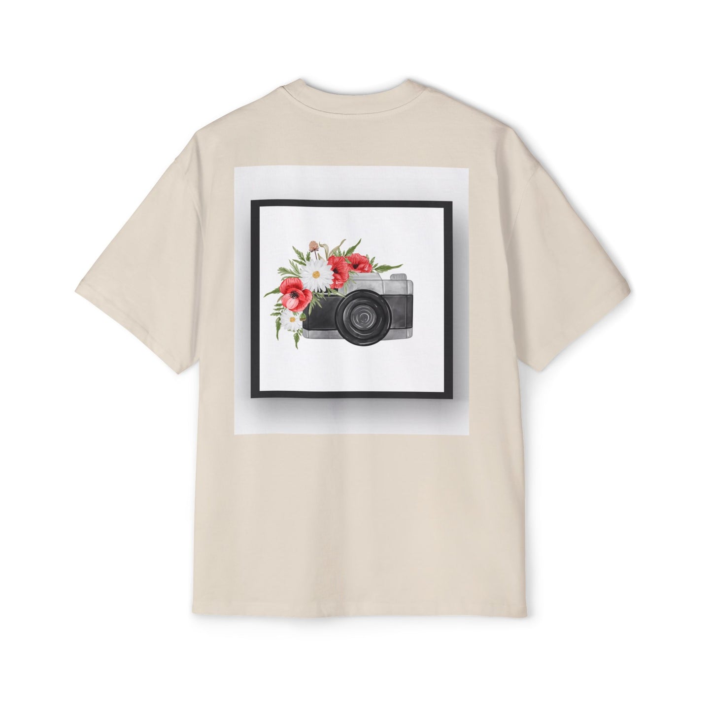 Floral Camera Oversized Tee, Photography Lover Shirt, Casual Graphic T-Shirt, Gift for Creatives, Trendy Streetwear