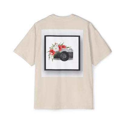 Floral Camera Oversized Tee, Photography Lover Shirt, Casual Graphic T-Shirt, Gift for Creatives, Trendy Streetwear