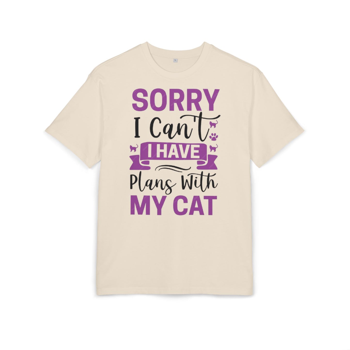 Cat Lover's Oversize Tee: Sorry I Can't, I Have Plans With My Cat - Funny Pet Tee, Gift for Cat Owners, Casual Everyday Wear, [...]