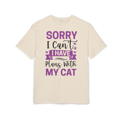 Cat Lover's Oversize Tee: Sorry I Can't, I Have Plans With My Cat - Funny Pet Tee, Gift for Cat Owners, Casual Everyday Wear, [...]
