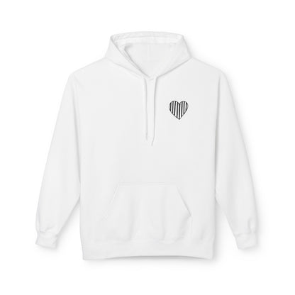 Striped Heart Fleece Hoodie - Soft, Cozy Apparel for All Seasons