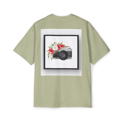 Floral Camera Oversized Tee, Photography Lover Shirt, Casual Graphic T-Shirt, Gift for Creatives, Trendy Streetwear