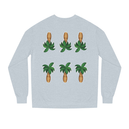 Palm Tree Crew Neck Sweatshirt, Casual Wear, Beach Vibes Apparel, Everyday Comfort, Gift for Him or Her