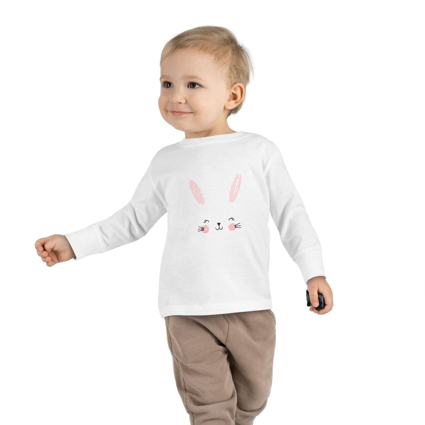 Cute Bunny Toddler Long Sleeve Tee, Rabbit Graphic Kids Shirt, Easter Gift, Spring Style, Toddler Apparel