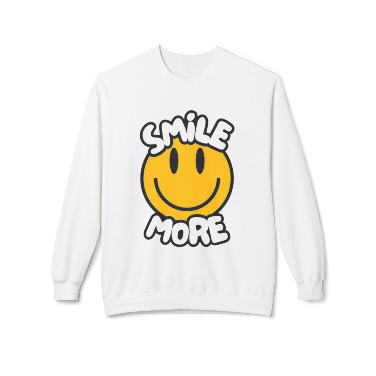 Smiley Face Fleece Crewneck Sweatshirt | Sweatshirt for Everyday Comfort, Gifts, Casual Wear, Smile More Apparel, Cozy Fashion