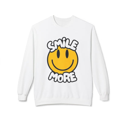 Smiley Face Fleece Crewneck Sweatshirt | Sweatshirt for Everyday Comfort, Gifts, Casual Wear, Smile More Apparel, Cozy Fashion