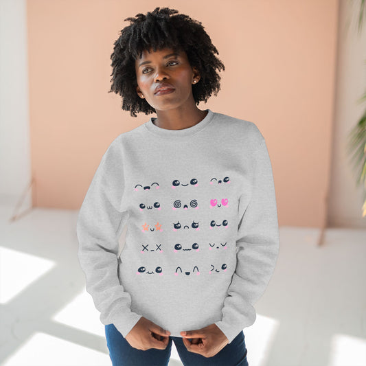 Cute Expression Crewneck Sweatshirt, Cozy Gift, Fashionable Apparel, Sweatshirt, Trendy Outfit, Perfect for Fall