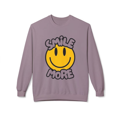Smiley Face Fleece Crewneck Sweatshirt | Sweatshirt for Everyday Comfort, Gifts, Casual Wear, Smile More Apparel, Cozy Fashion