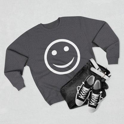 Happy Face Crewneck Sweatshirt, Cozy Gift for Friends, Casual Style, Everyday Wear, Fun Mood Boost