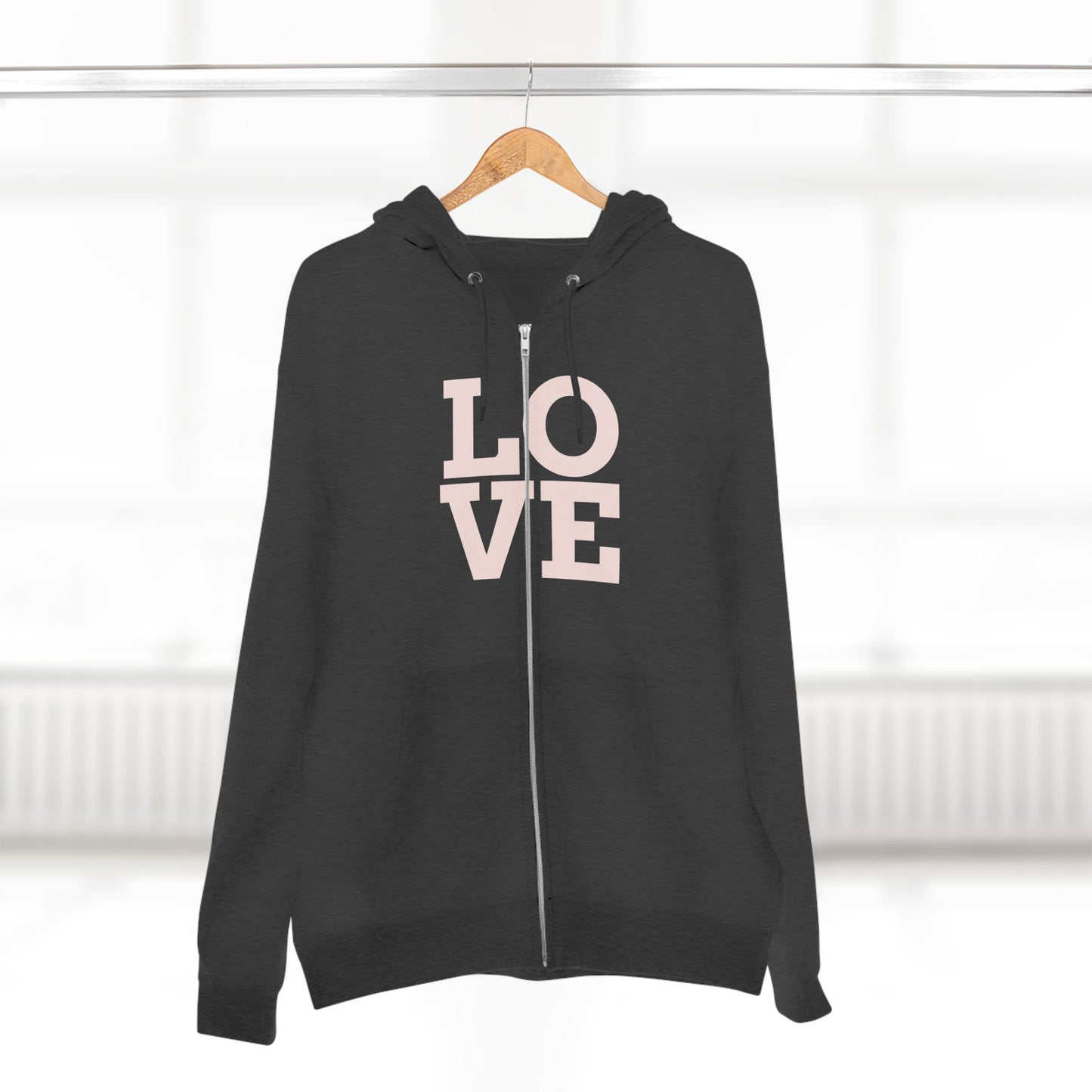 Zip Hoodie with Love Design, Cozy Streetwear for Couples, Valentine's Gift, Casual Wear, Everyday Comfort