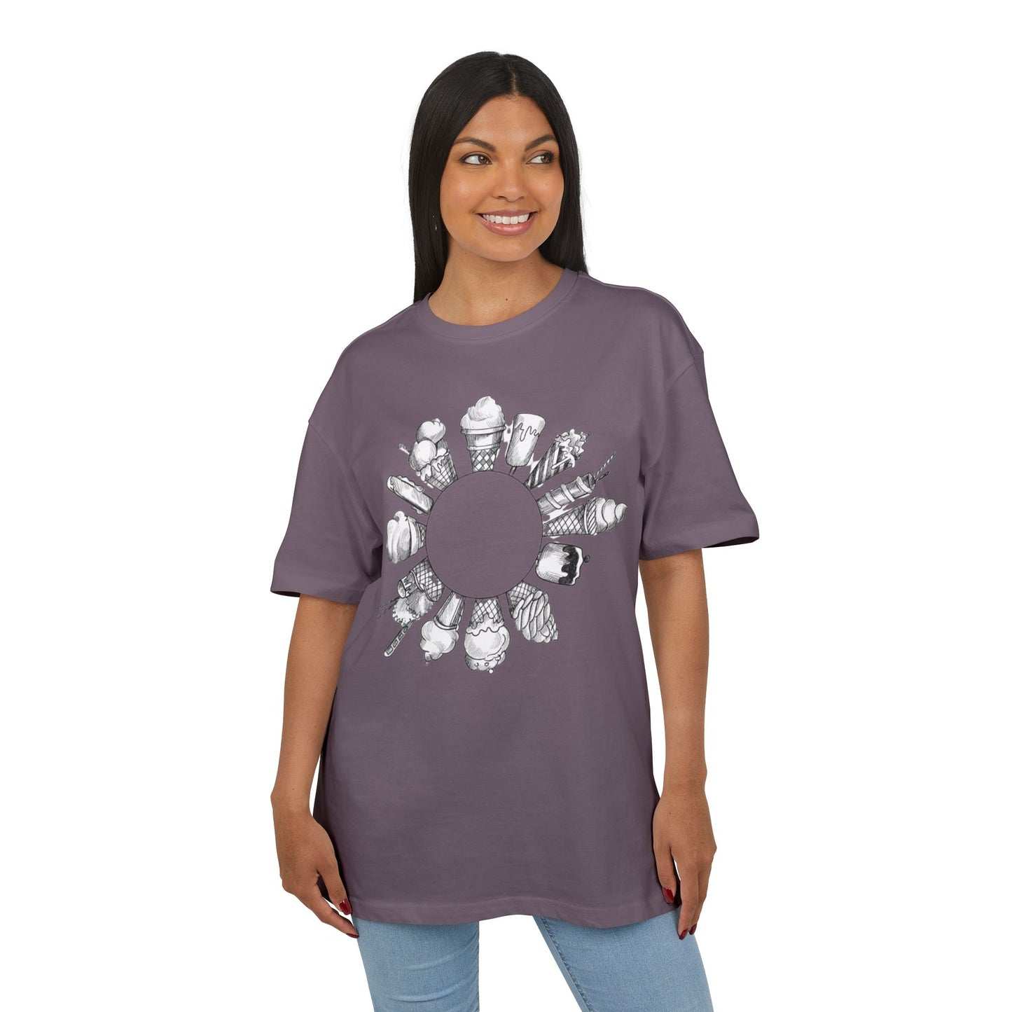 Ice Cream Lovers  Heavy Oversize Tee, Summer Fashion, Casual Wear, Gift for Foodies, Ice Cream Enthusiasts, Comfort Tee