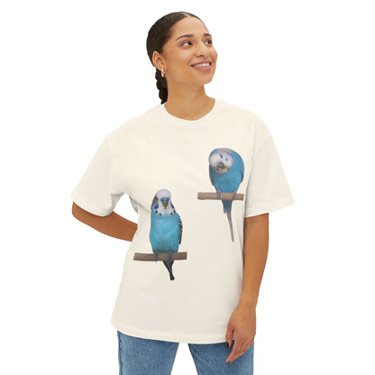 Colorful Budgie Boxy Tee, Comfortable Fashion, Bird Lover Gift, Casual Everyday Style, Unique Animal Tee,  Graphic Shirt