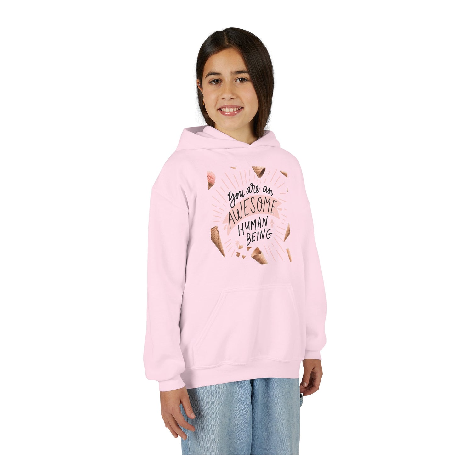 Youth Inspirational Hoodie - You Are An Awesome Human Being, Perfect Gift for Teens, Motivational Sweatshirt, Birthday Present