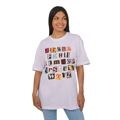Playful Alphabet Oversize Tee, Comfortable Graphic Shirt, Casual Wear, Gift for Kids and Adults, Fun T-Shirt for Any Occasion