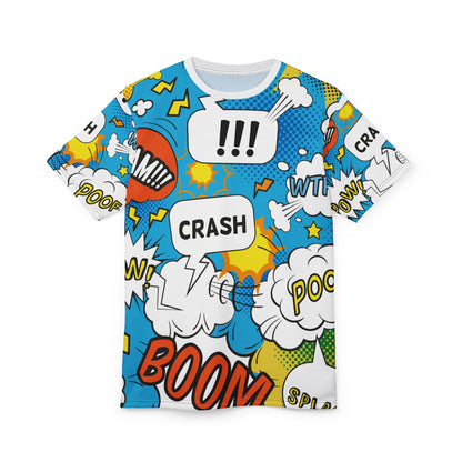 Comic Book Graphic Tee,  Tee, AOP T-shirt, Fun Graphic Shirt, Gift for Comic Lovers, Casual Wear, Cartoon Print Tee