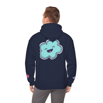 Cute Illustrated Hoodie with Flowers,  Sweatshirt for Spring, Funny Cloud Design, Gift for Teens, Cozy Casual Wear