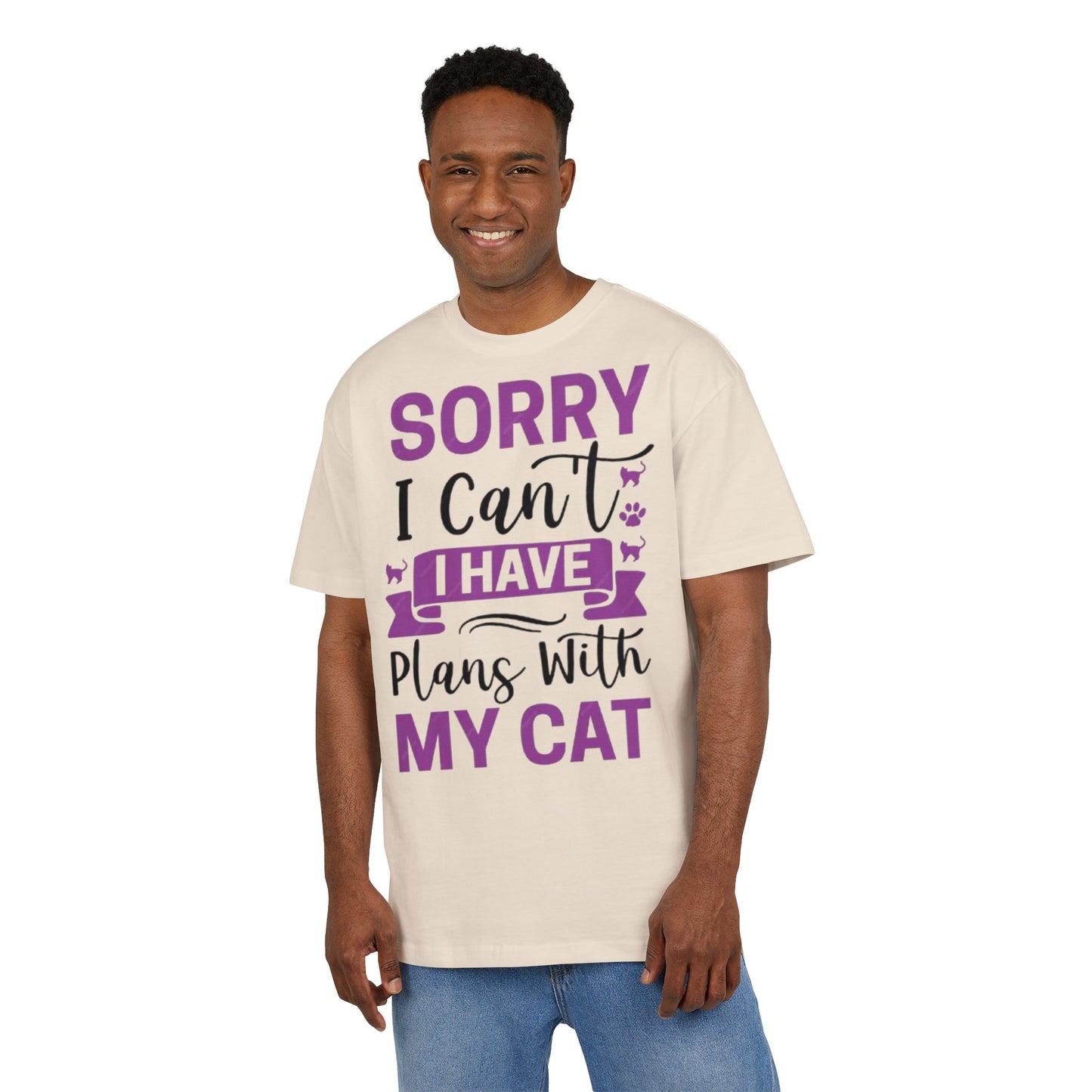 Cat Lover's Oversize Tee: Sorry I Can't, I Have Plans With My Cat - Funny Pet Tee, Gift for Cat Owners, Casual Everyday Wear, [...]