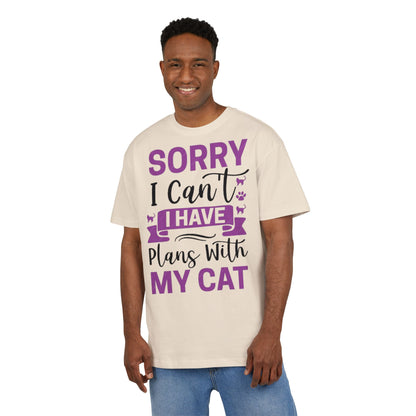 Cat Lover's Oversize Tee: Sorry I Can't, I Have Plans With My Cat - Funny Pet Tee, Gift for Cat Owners, Casual Everyday Wear, [...]