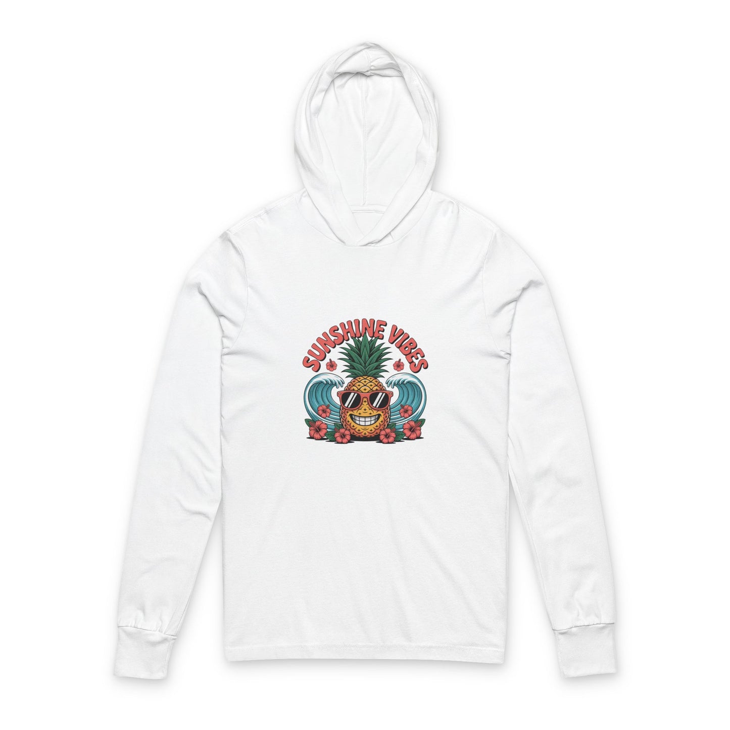 Sunny Vibes Hooded Long Sleeve Tee |  Beachwear, Summer Apparel, Casual Getaway Top, Vacation Must-Have, Gift for Sunshine Lovers