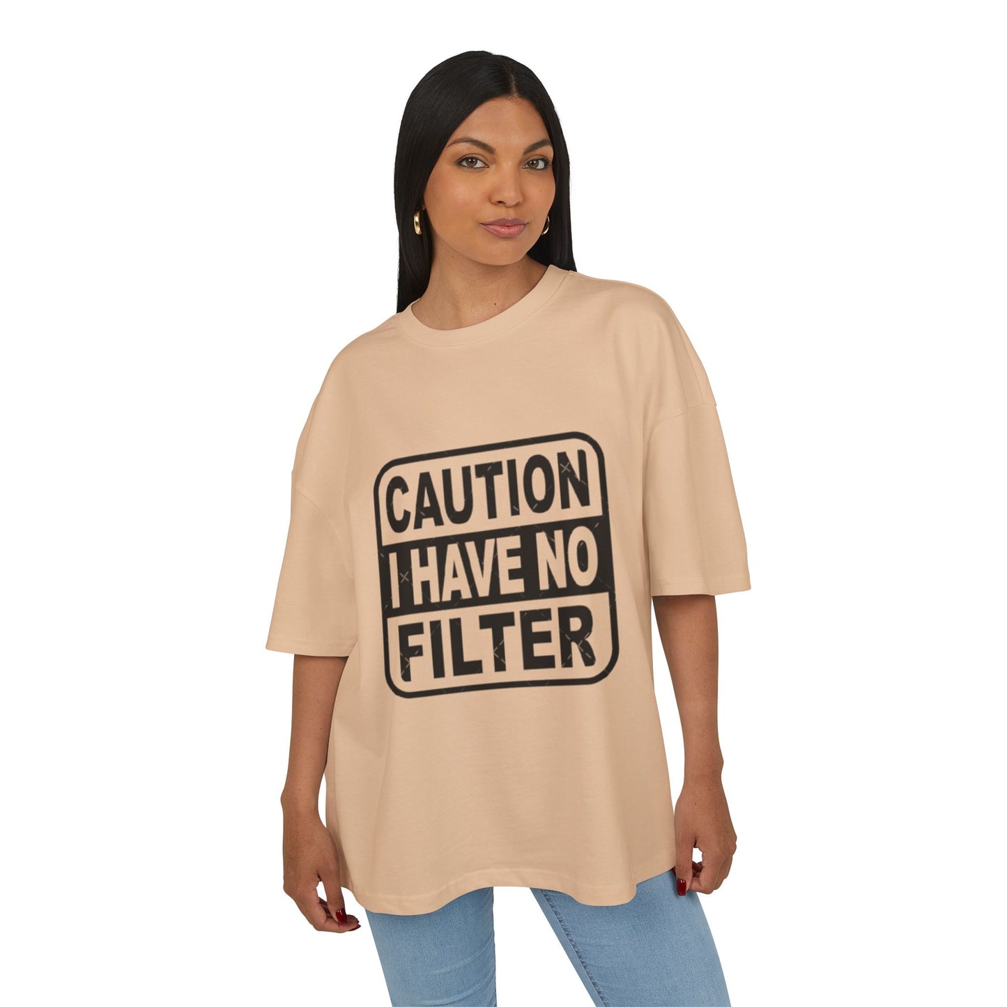 Caution No Filter Tee - T-Shirt, Funny Graphic Tee, Casual Wear, Gift for Friends, Statement Shirt