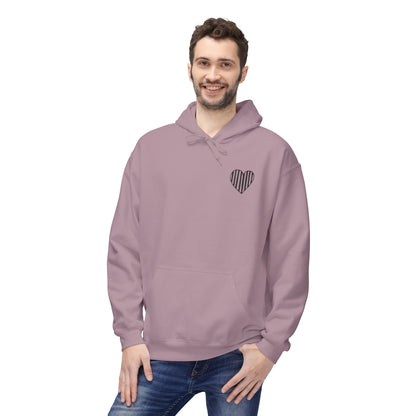 Striped Heart Fleece Hoodie - Soft, Cozy Apparel for All Seasons