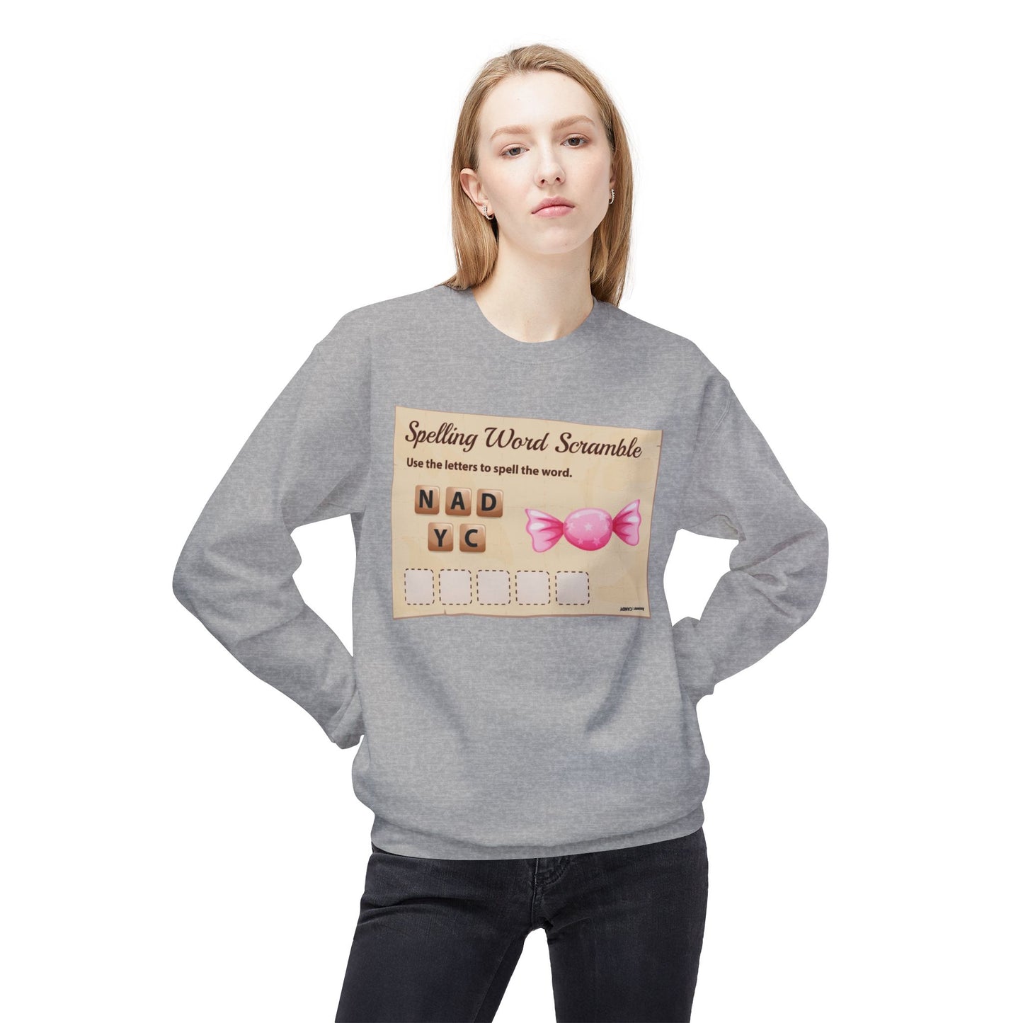 Creative Spelling Word Scramble Crewneck Sweatshirt, Fun Apparel, Unique Gift, Cozy Wear, Interactive Teaching Tool