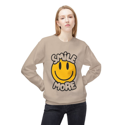 Smiley Face Fleece Crewneck Sweatshirt | Sweatshirt for Everyday Comfort, Gifts, Casual Wear, Smile More Apparel, Cozy Fashion
