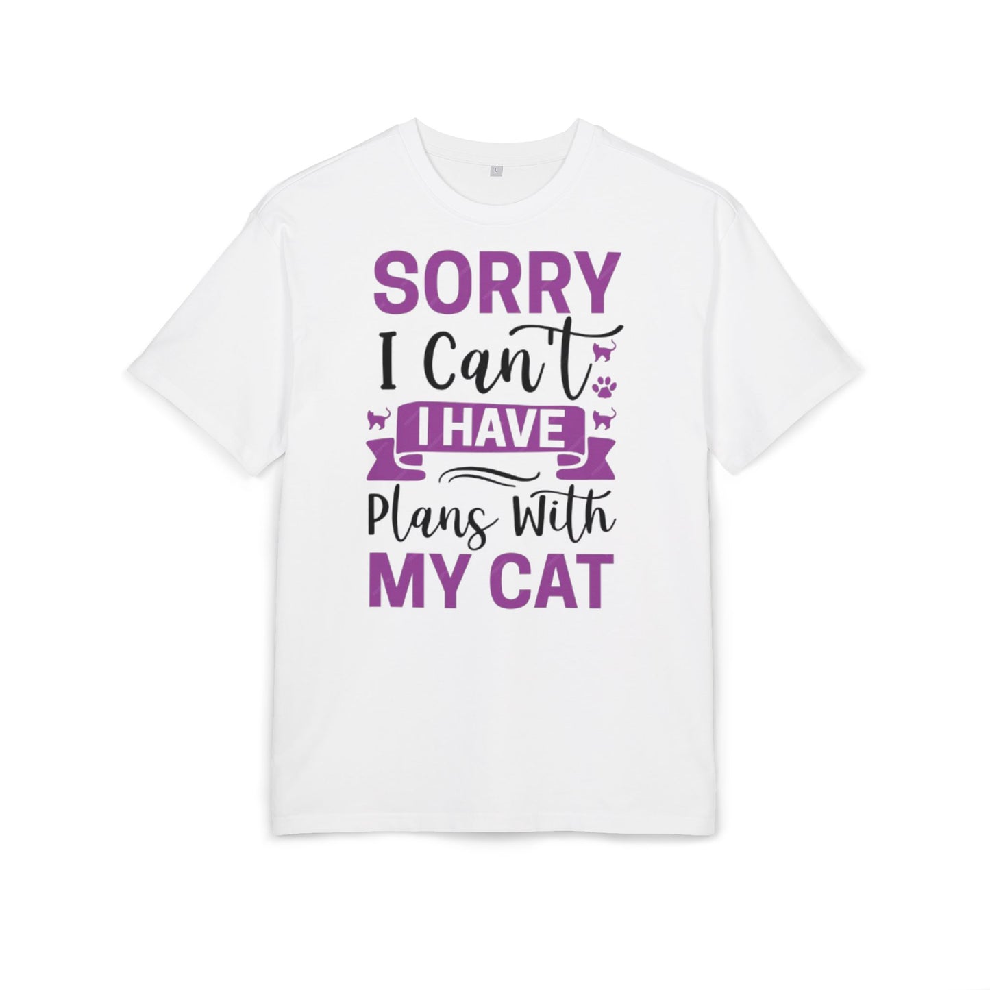 Cat Lover's Oversize Tee: Sorry I Can't, I Have Plans With My Cat - Funny Pet Tee, Gift for Cat Owners, Casual Everyday Wear, [...]