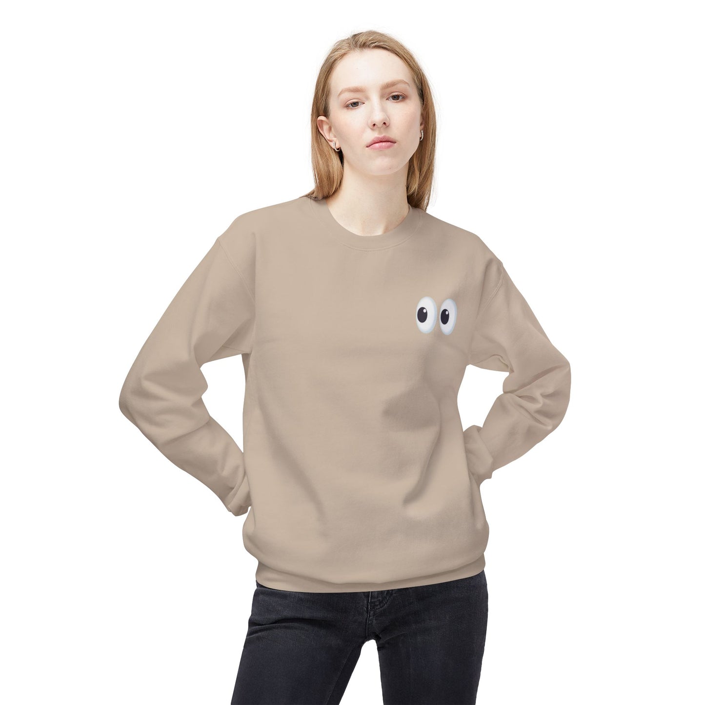 Cute Eyes Crewneck Sweatshirt, Cozy  Fleece, Perfect for Gifts, Casual Wear, Everyday Comfort