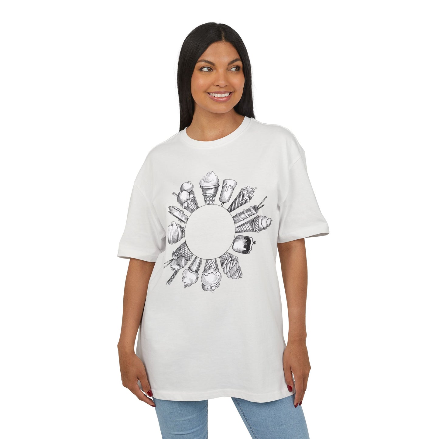 Ice Cream Lovers  Heavy Oversize Tee, Summer Fashion, Casual Wear, Gift for Foodies, Ice Cream Enthusiasts, Comfort Tee