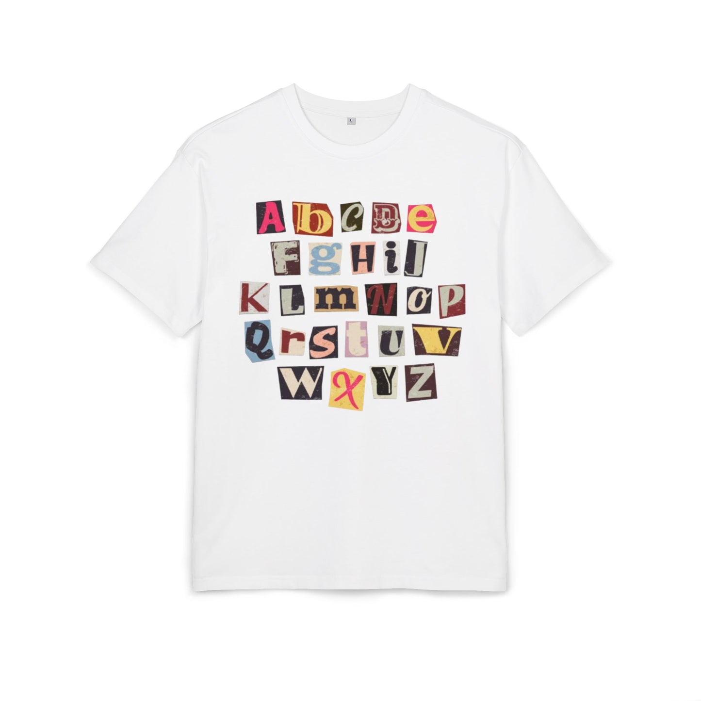 Playful Alphabet Oversize Tee, Comfortable Graphic Shirt, Casual Wear, Gift for Kids and Adults, Fun T-Shirt for Any Occasion