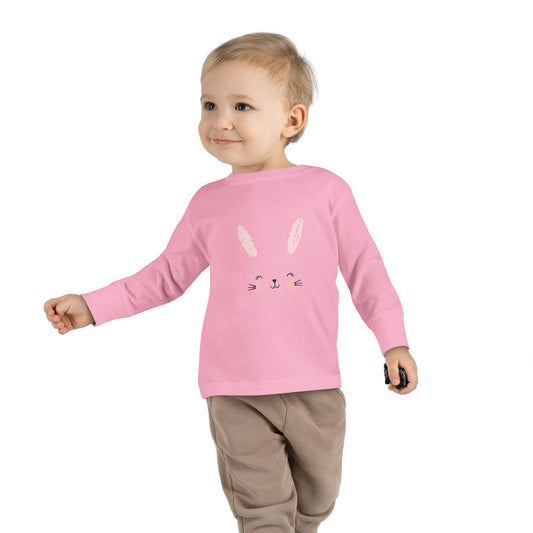 Cute Bunny Toddler Long Sleeve Tee, Rabbit Graphic Kids Shirt, Easter Gift, Spring Style, Toddler Apparel