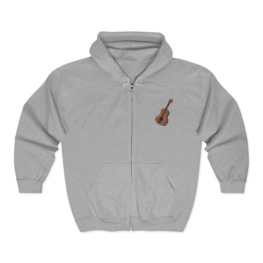 Guitar Lover's Zip Hoodie - Cozy  Sweatshirt, Perfect for Musicians, Gifts for Music Lovers, Casual Wear, Concerts, Jammies