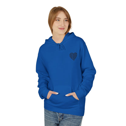 Striped Heart Fleece Hoodie - Soft, Cozy Apparel for All Seasons