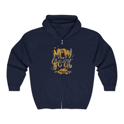 New York Adventure Hoodie,  Full Zip Sweatshirt, NYC Gift, Travel Fashion, Cool Streetwear, Casual Wear