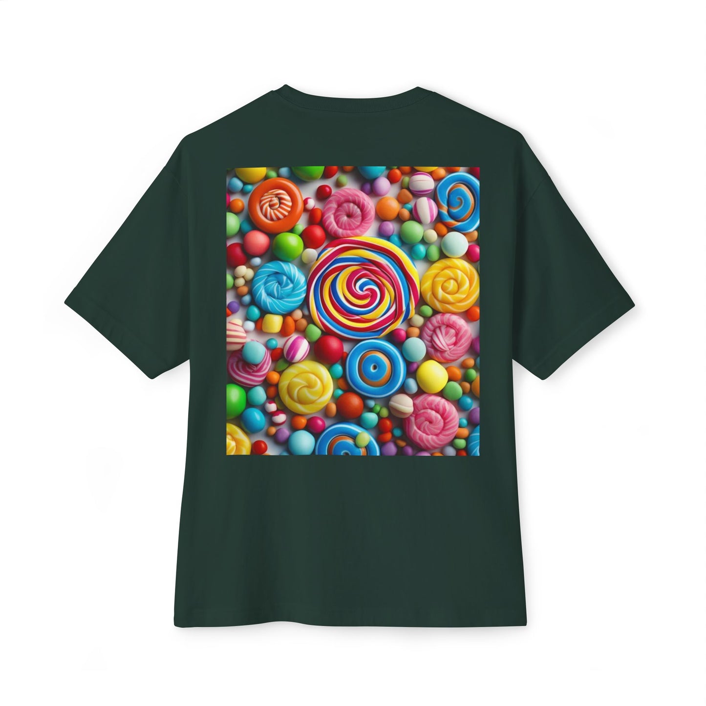 Candy-Themed  Oversized Boxy Tee, Sweet Treat Shirt, Fun Summer Tee, Trendy Casual Wear, Gift for Candy Lovers, Party Shirt, [...]