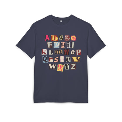 Playful Alphabet Oversize Tee, Comfortable Graphic Shirt, Casual Wear, Gift for Kids and Adults, Fun T-Shirt for Any Occasion