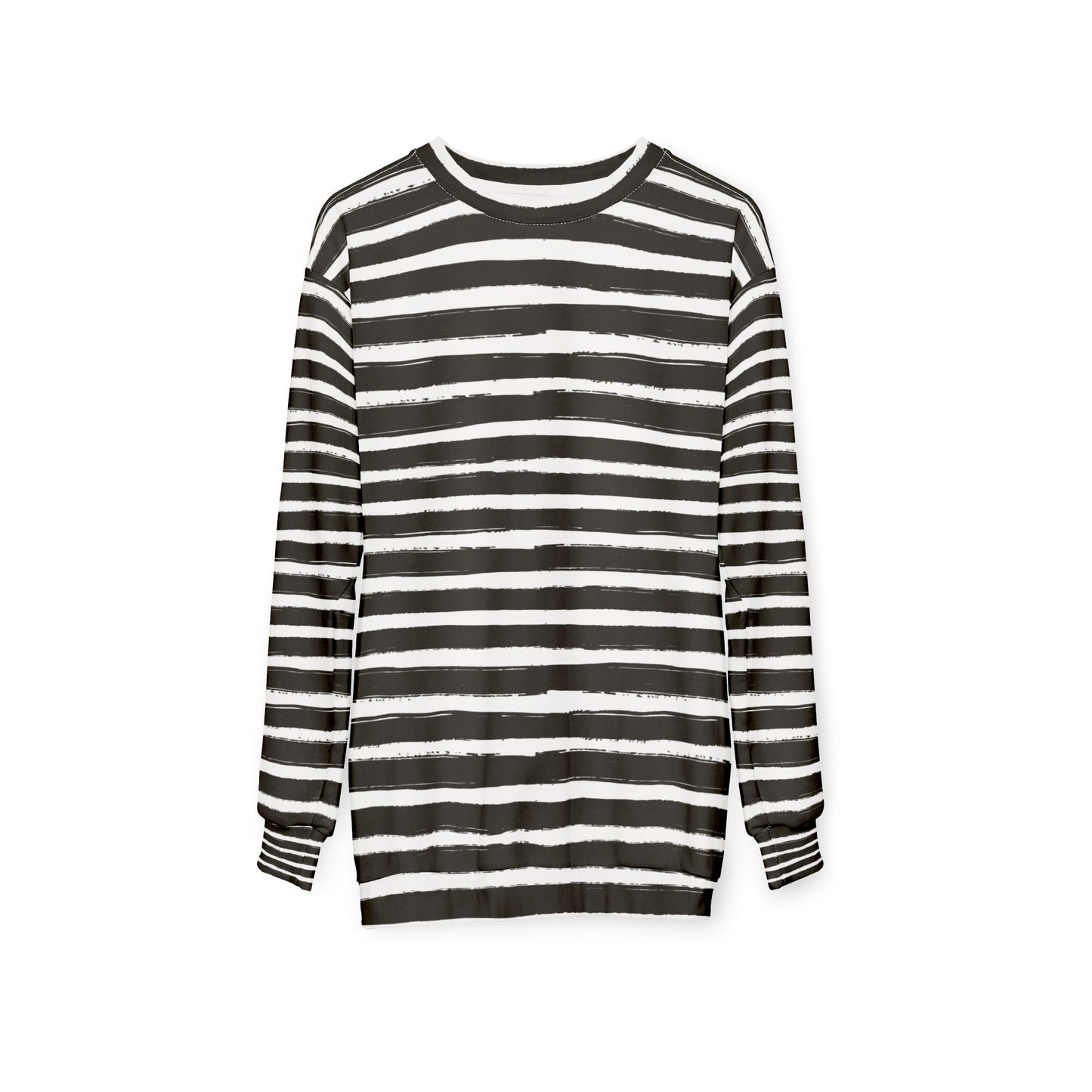 Trendy Black and White Striped  Sweatshirt, Casual Wear, Cozy Gift, Street Style, Layering Piece, Comfortable Fashion