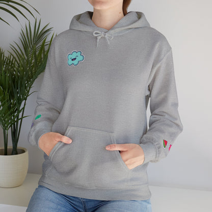 Cute Illustrated Hoodie with Flowers,  Sweatshirt for Spring, Funny Cloud Design, Gift for Teens, Cozy Casual Wear