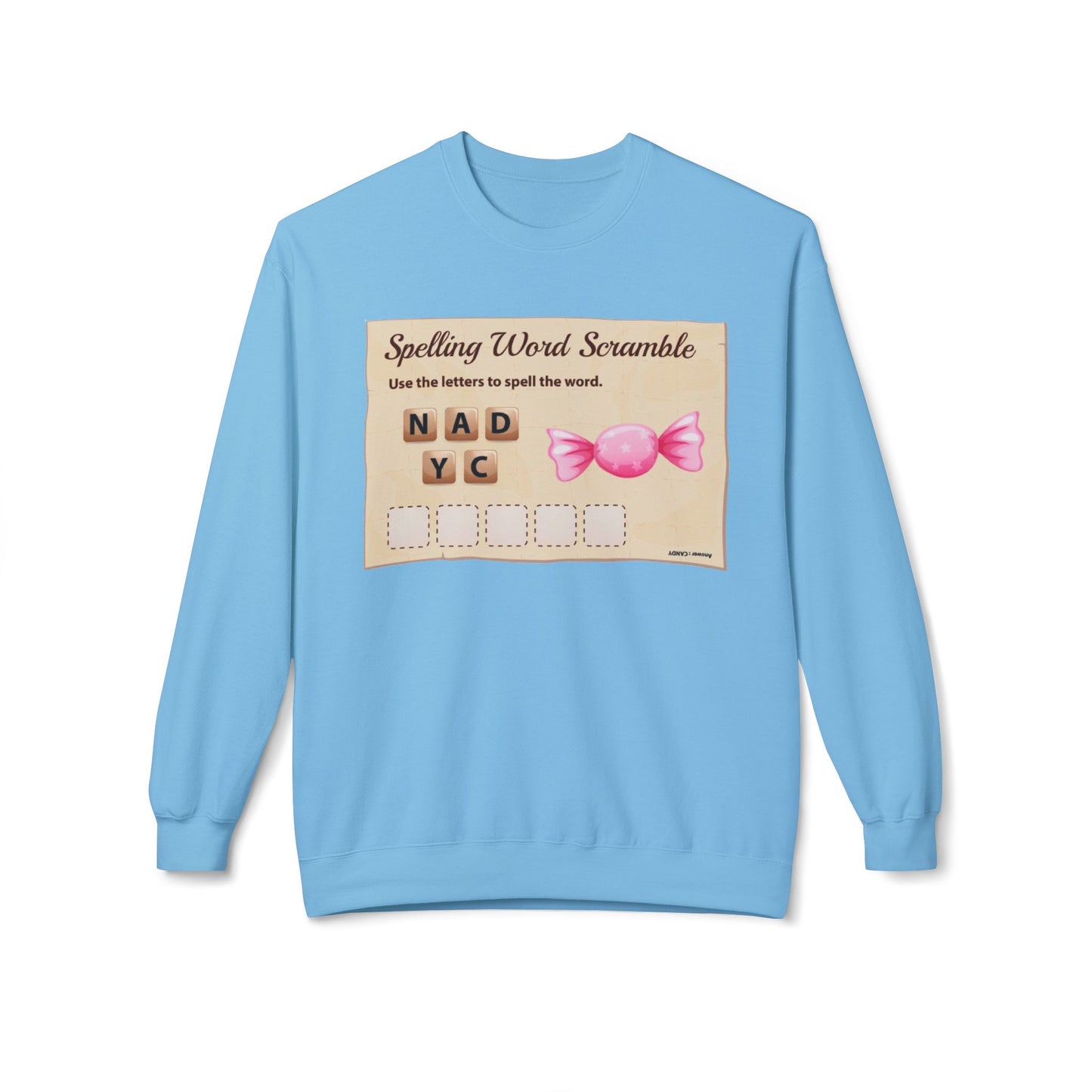 Creative Spelling Word Scramble Crewneck Sweatshirt, Fun Apparel, Unique Gift, Cozy Wear, Interactive Teaching Tool