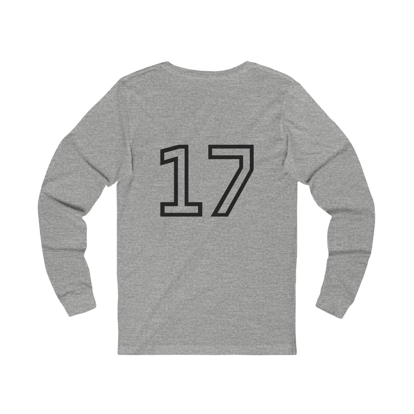Minimalist  Long Sleeve Tee with Number 17, Casual Wear, Sports Life, Personalized Gift, Everyday Comfort, Fashion Statement