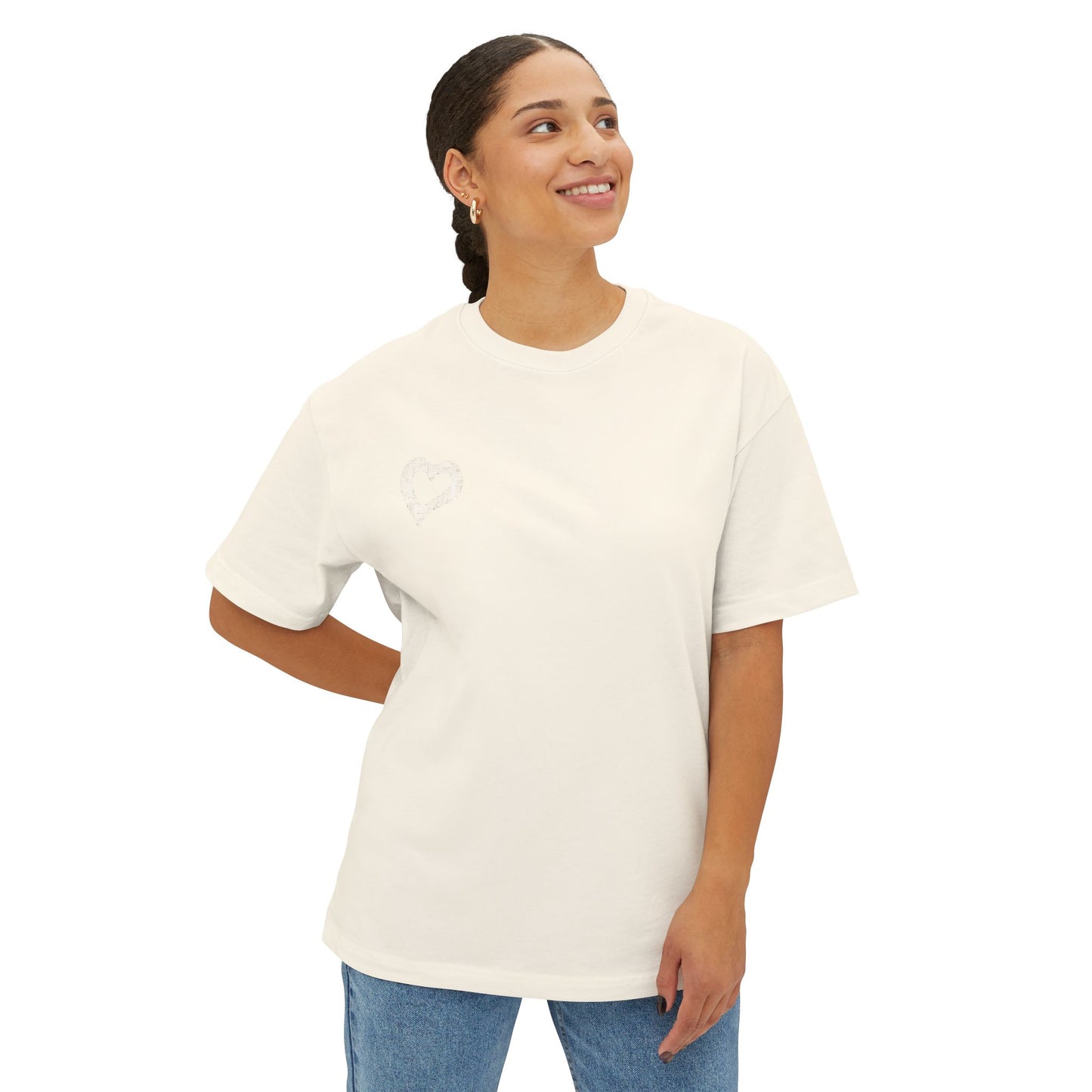 Minimalist Heart Oversized Tee, Casual  T-Shirt, Comfortable Everyday Wear, Perfect for Gifts, Summer Fashion, Relaxed Fit